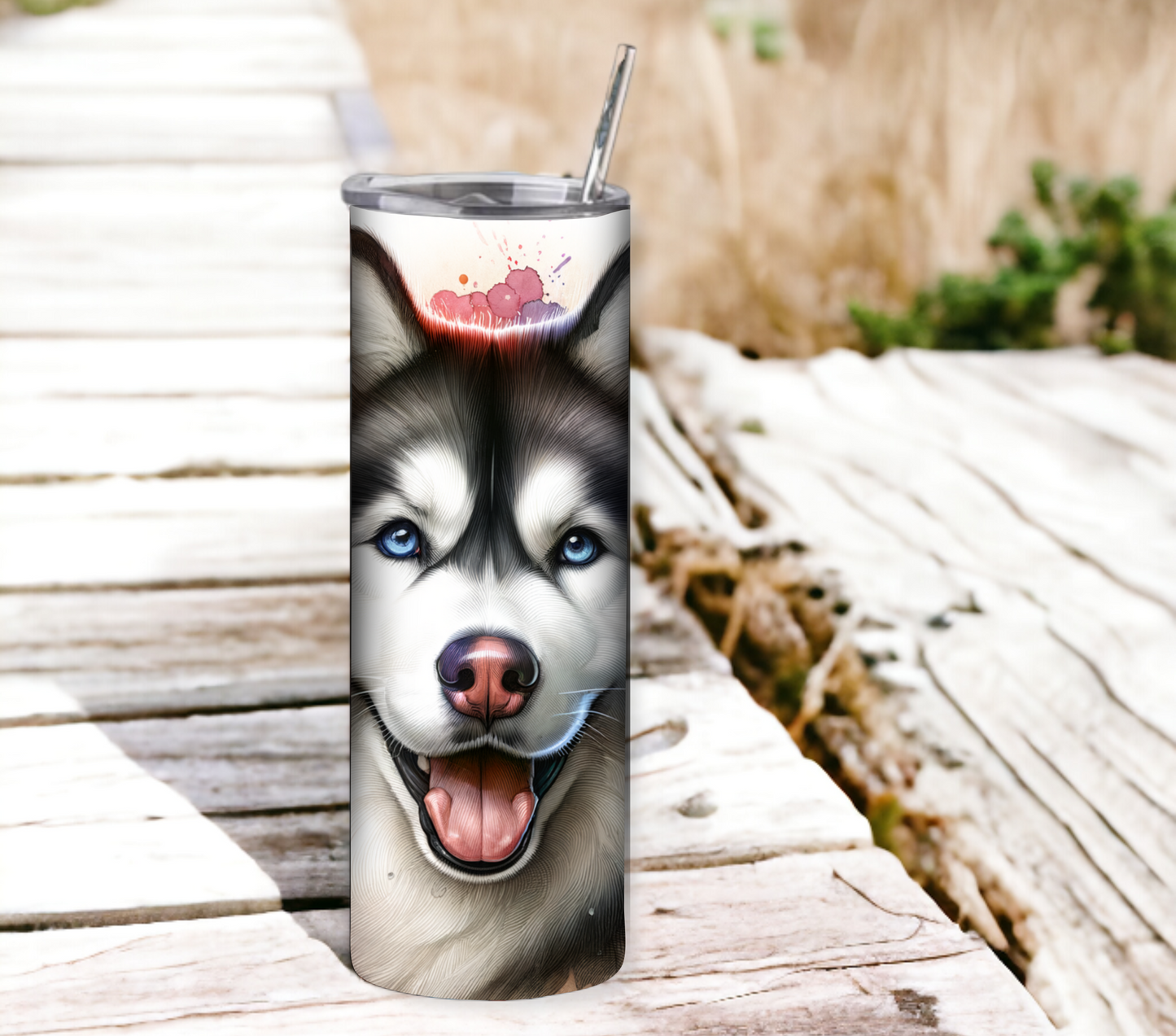 Husky 20 oz Skinny Tumbler with Straw - Stainless Steel, Eco-Friendly, Reusable Metal Straw - Lid Drink Drinkware Water Bottles