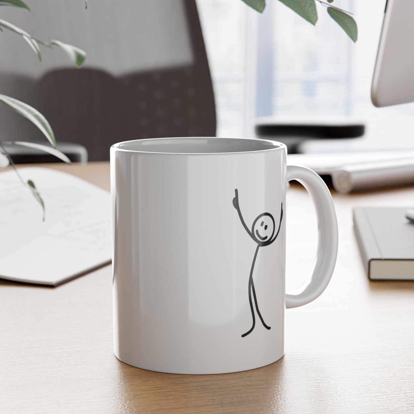 Fatherhood-Powered by Love Fueled by Coffee - Stick Figure White Ceramic Mug, 11oz