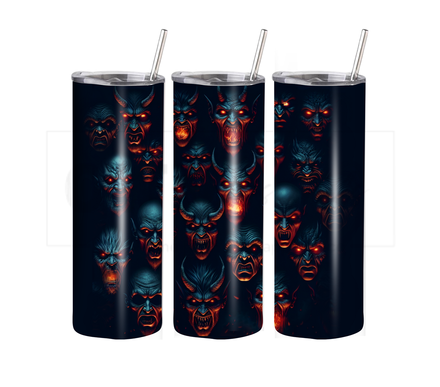 Demons in Hell 20 oz Skinny Tumbler with Straw - Stainless Steel, Eco-Friendly, Reusable Metal Straw - Lid Drink Drinkware Water Bottles