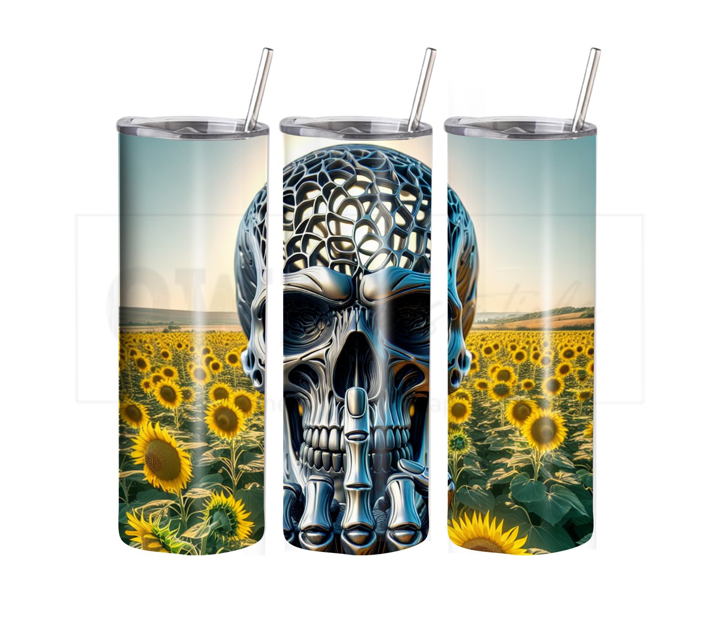 Funny Middle Finger Skull 20 oz Skinny Tumbler with Straw - Stainless Steel, Eco-Friendly, Reusable Metal Straw - Lid Drink Drinkware Water Bottles