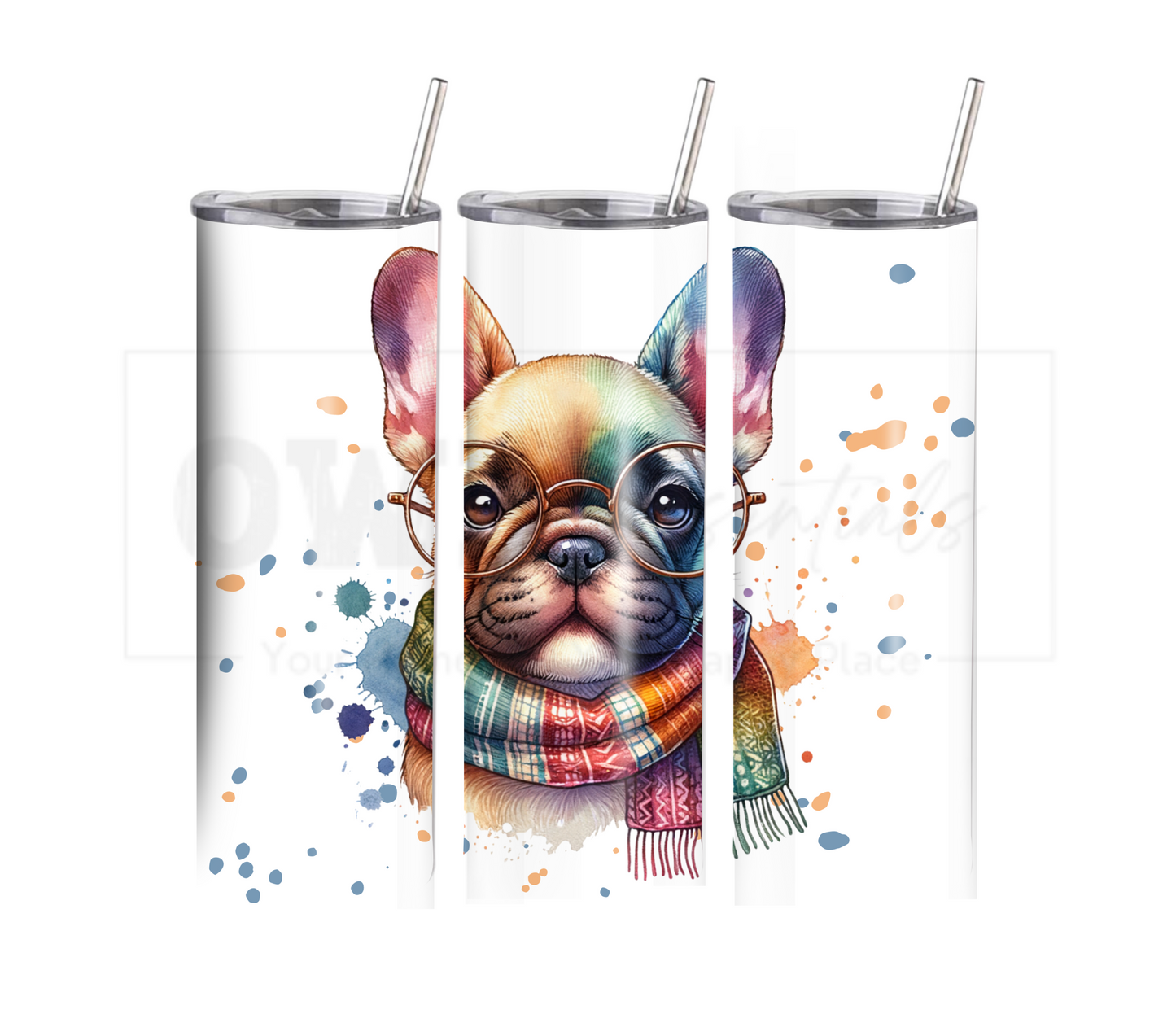 Dog Lover 20 oz Skinny Tumbler with Straw - Stainless Steel, Eco-Friendly, Reusable Metal Straw - Lid Drink Drinkware Water Bottles