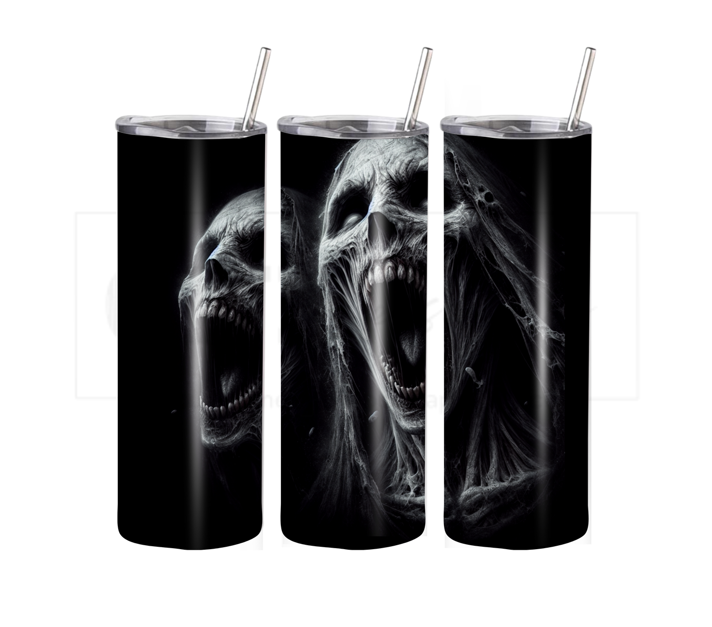 Screaming Demon 20 oz Skinny Tumbler with Straw - Stainless Steel, Eco-Friendly, Reusable Metal Straw - Lid Drink Drinkware Water Bottles