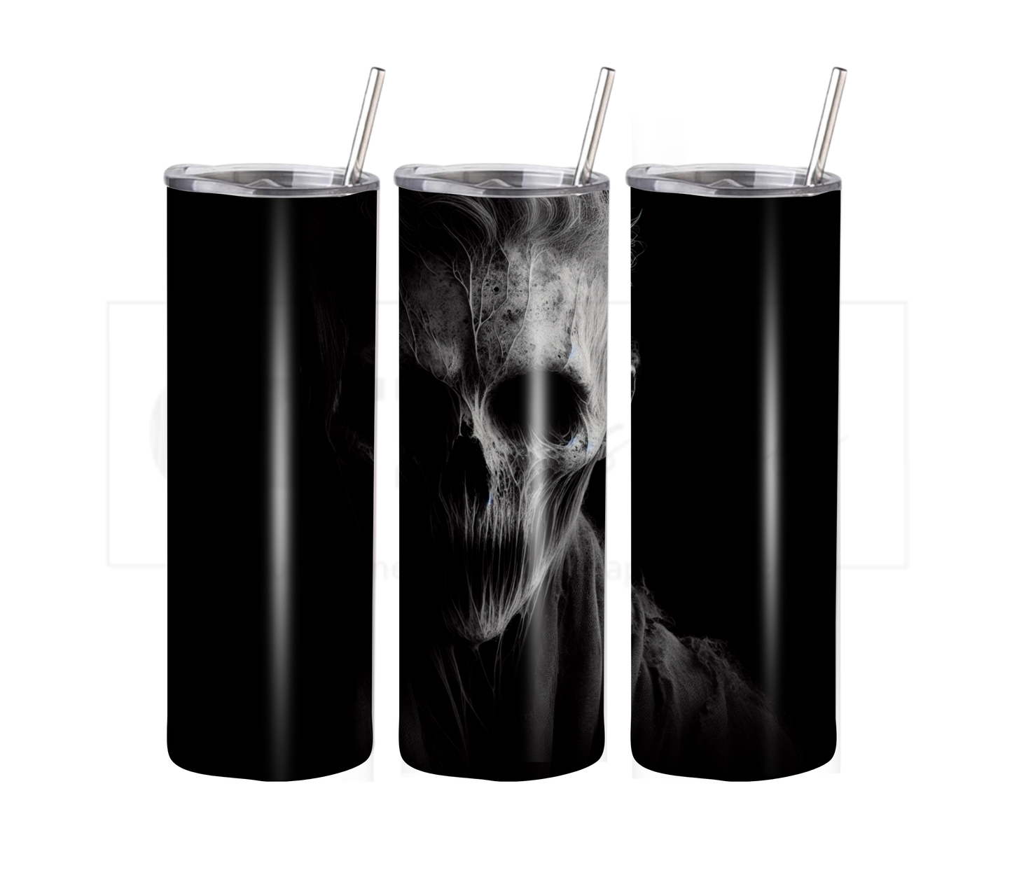 Demon 20 oz Skinny Tumbler with Straw - Stainless Steel, Eco-Friendly, Reusable Metal Straw - Lid Drink Drinkware Water Bottles