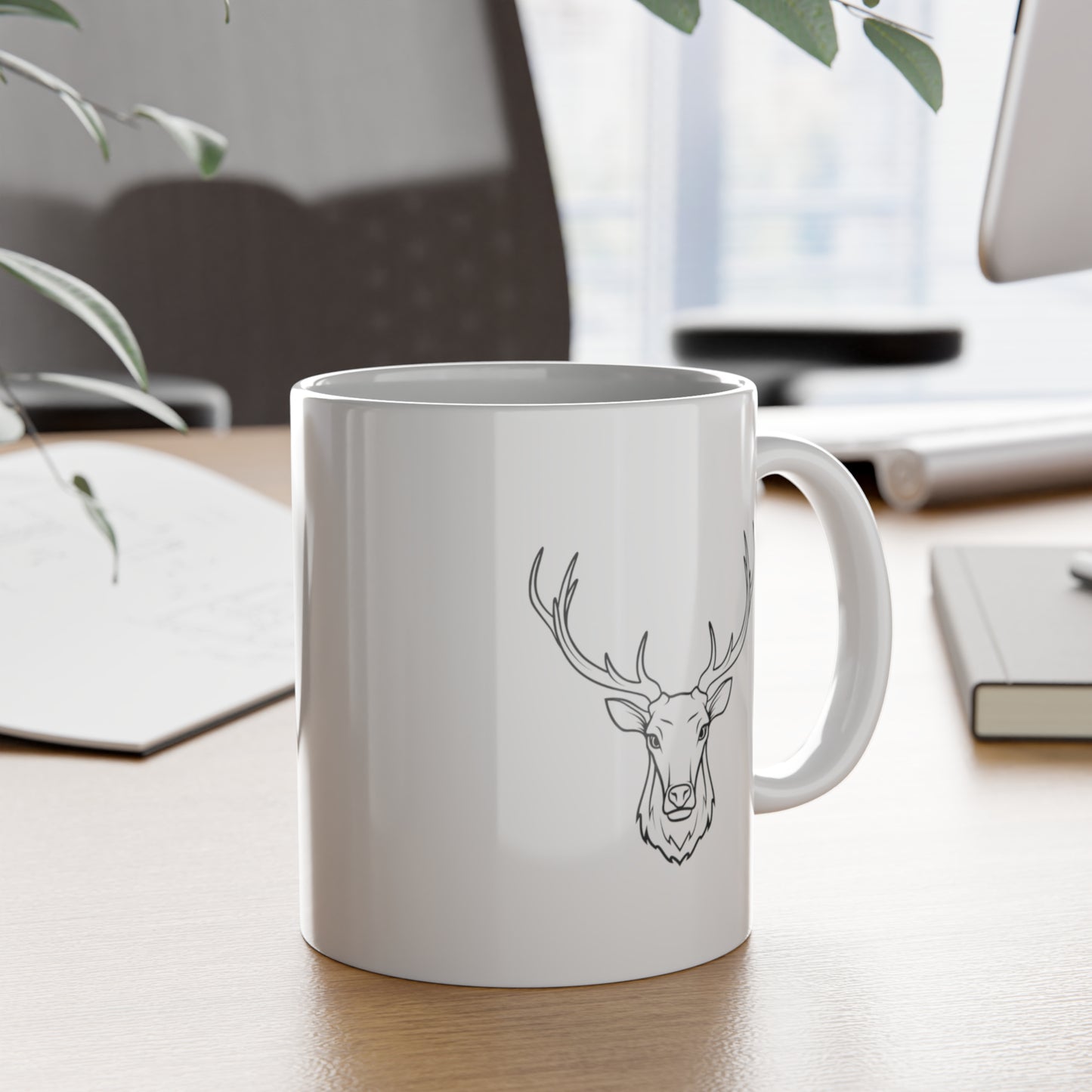 Fatherhood: Powered by Love Fueled by Coffee - Deer White Ceramic Mug, 11oz
