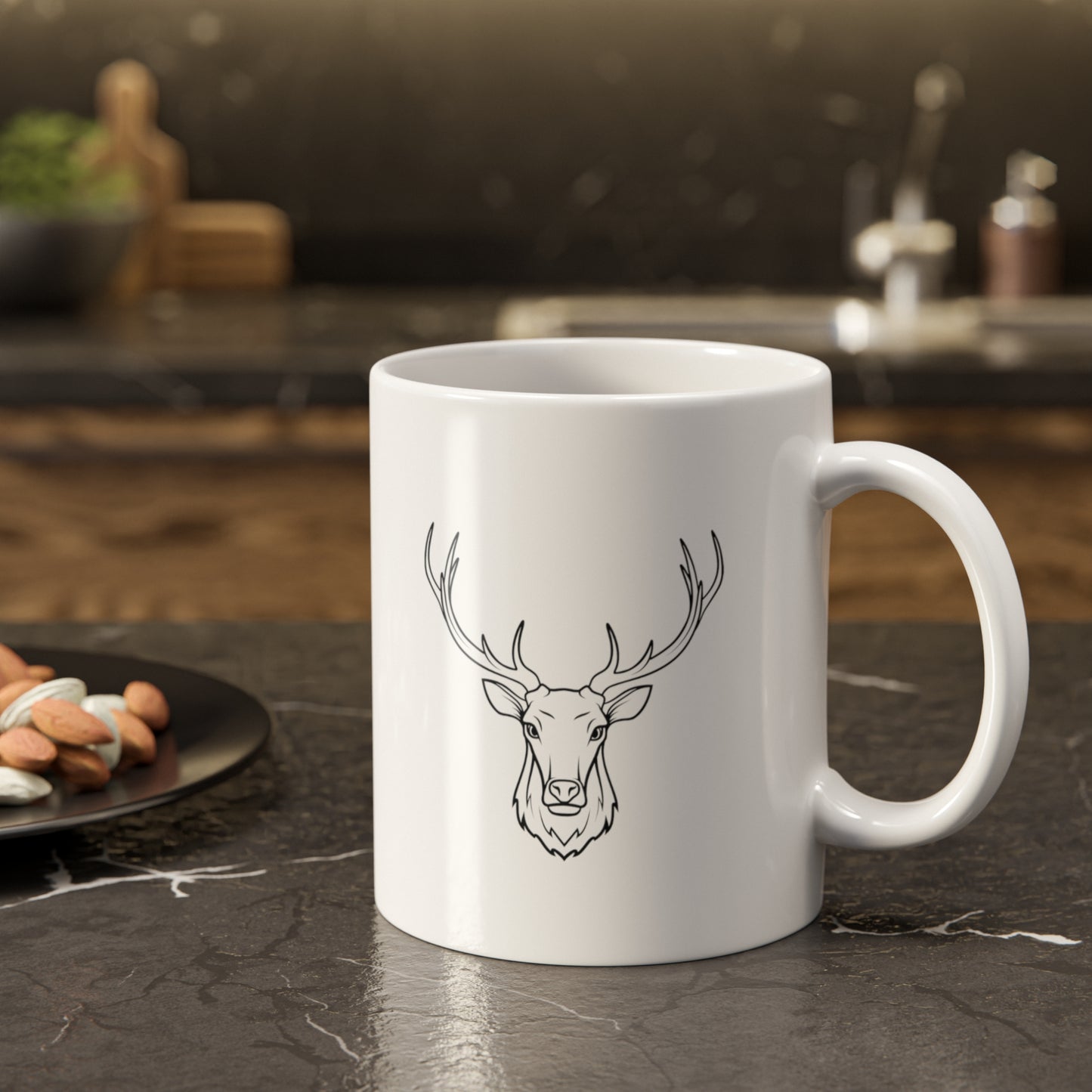 Fatherhood: Powered by Love Fueled by Coffee - Deer White Ceramic Mug, 11oz