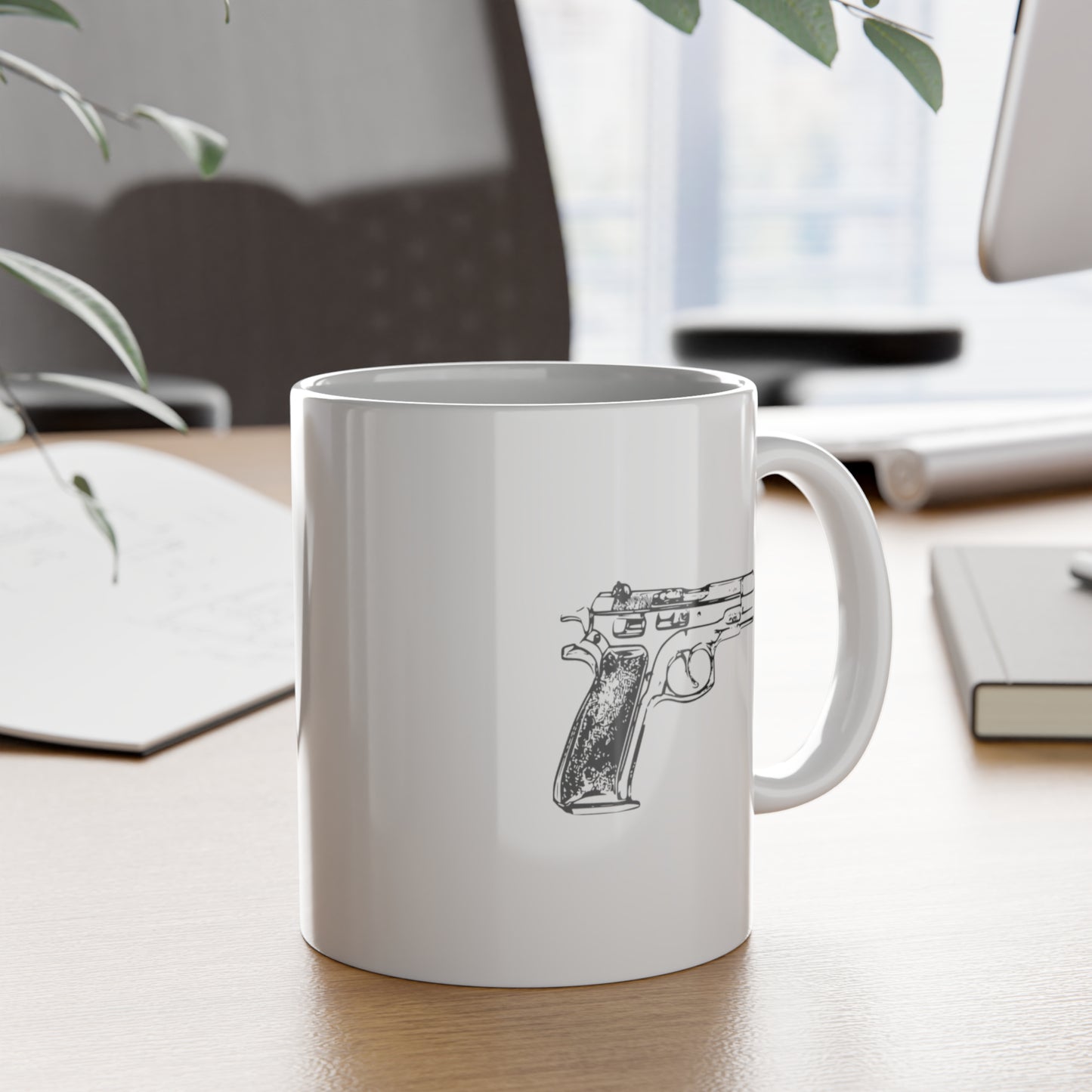 Fatherhood-Powered by Love Fueled by Coffee - Gun White Ceramic Mug, 11oz