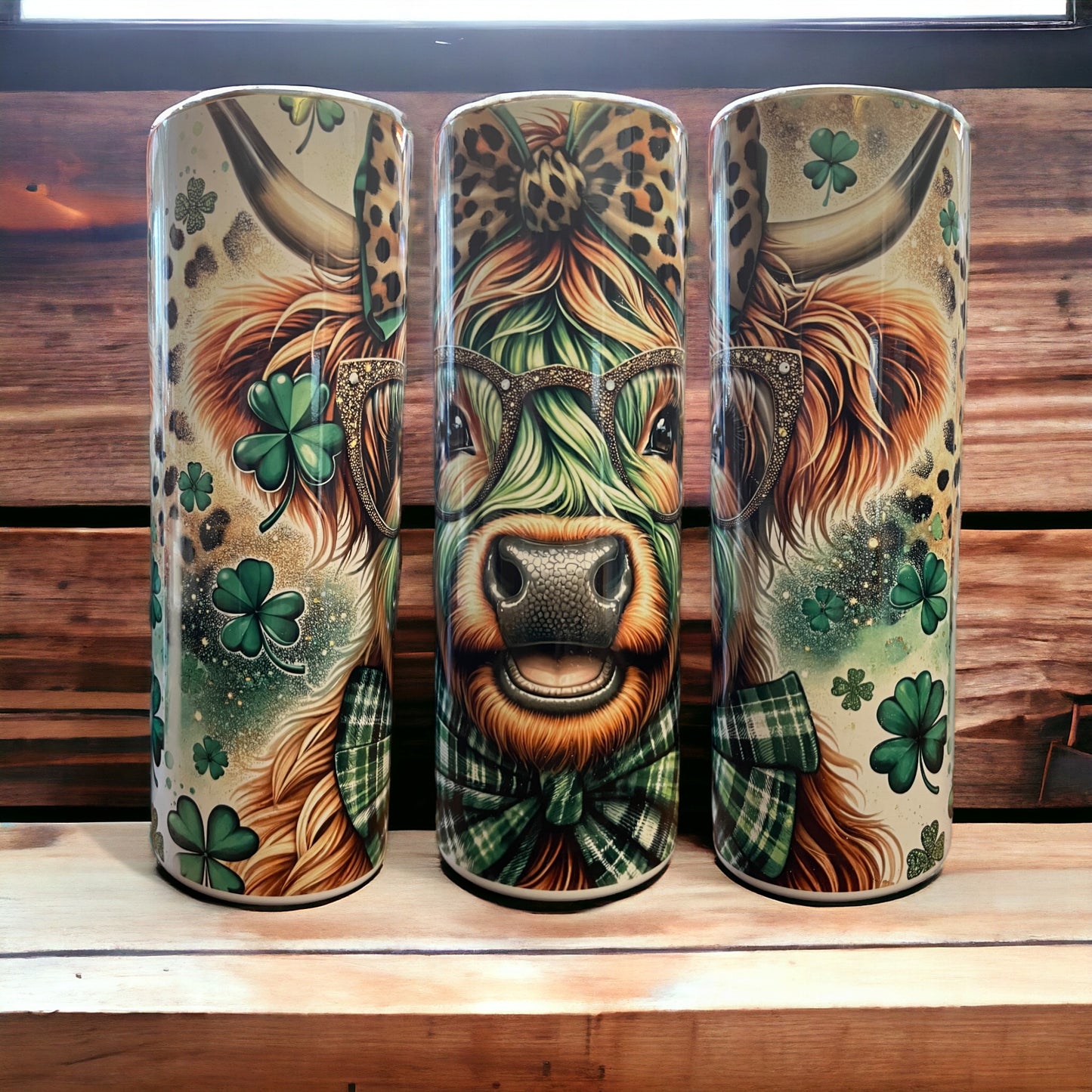 3D Plaid Cow 20 oz Skinny Tumbler with Straw - Stainless Steel, Eco-Friendly, Reusable Metal Straw - Lid Drink Drinkware Water Bottles