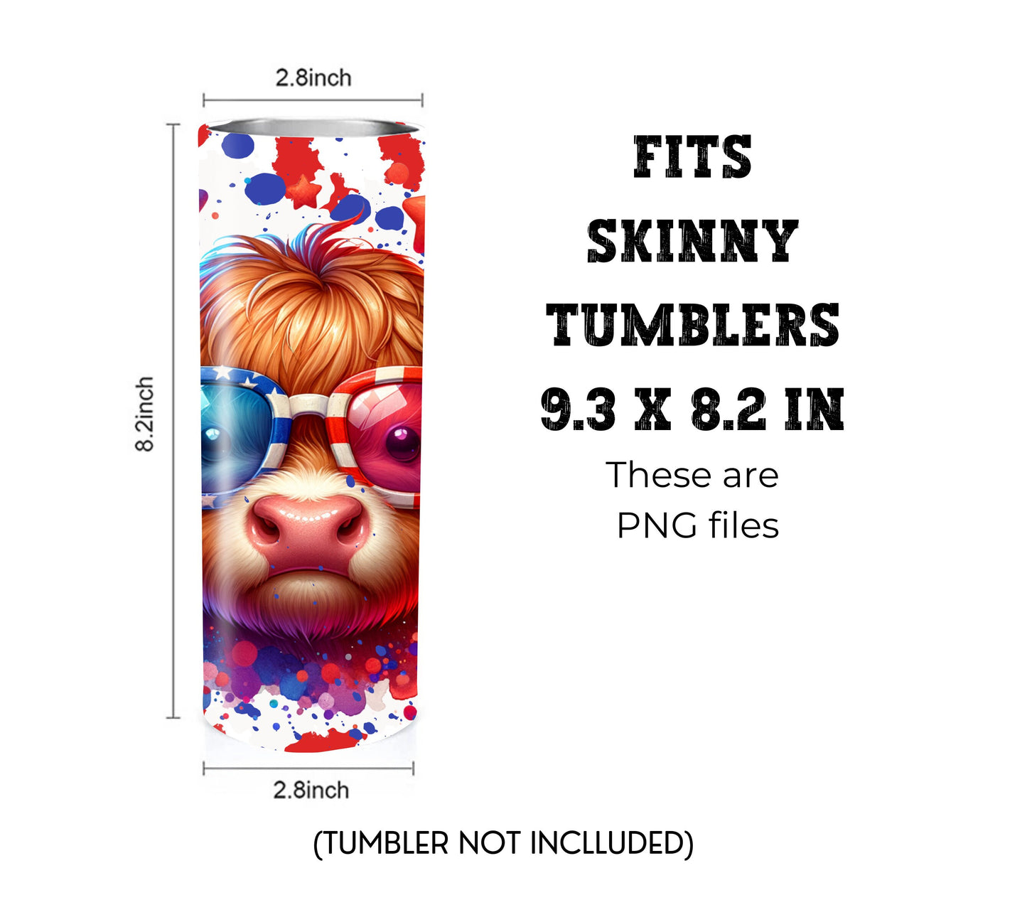 Highland Cow 20 oz Skinny Tumbler Sublimation Design - PNG Instant #1 - DIGITAL DOWNLOAD
