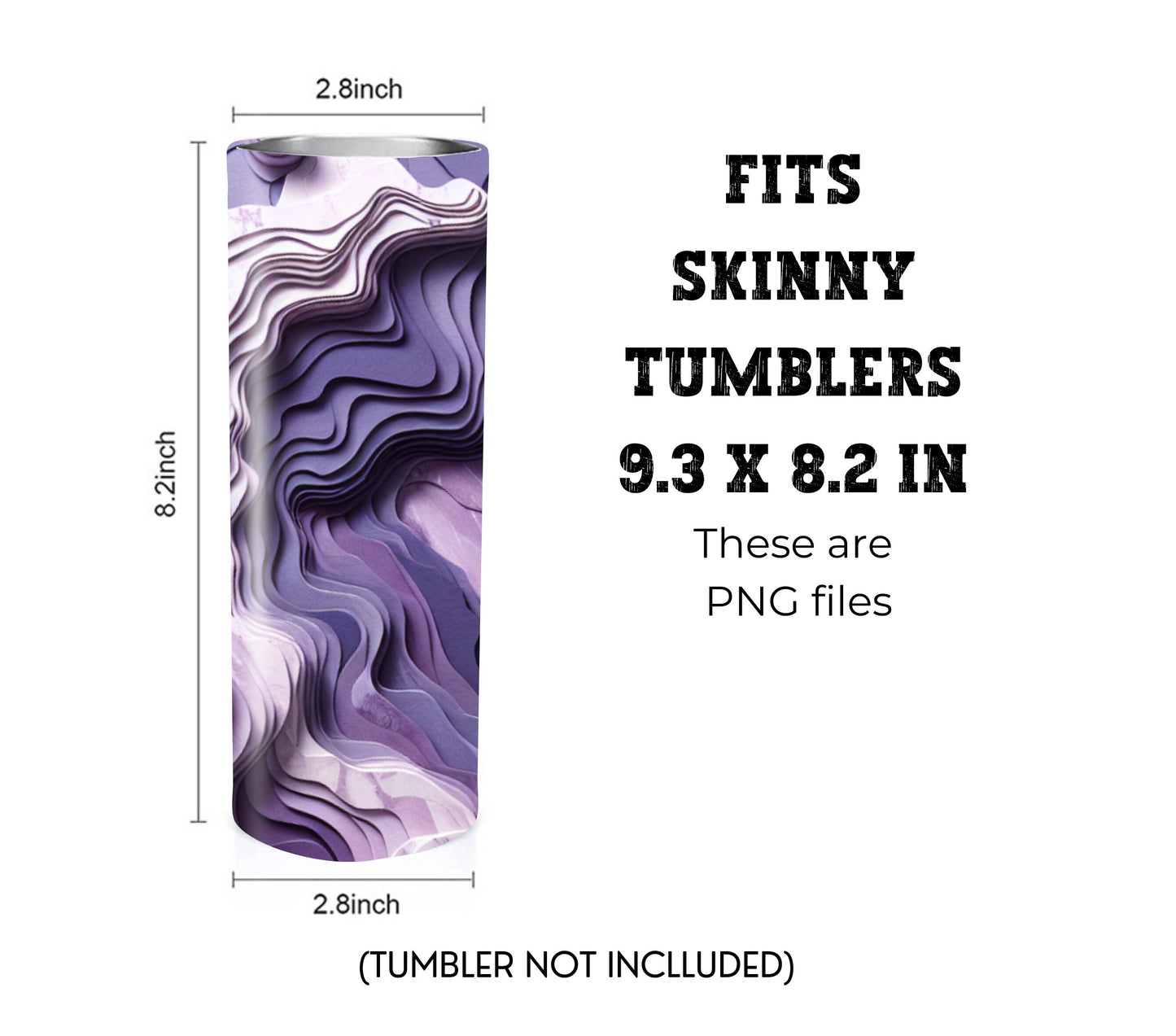 Purple Paper Art Style 20 oz Skinny Tumbler Sublimation Design - PNG Instant - DIGITAL DOWNLOAD