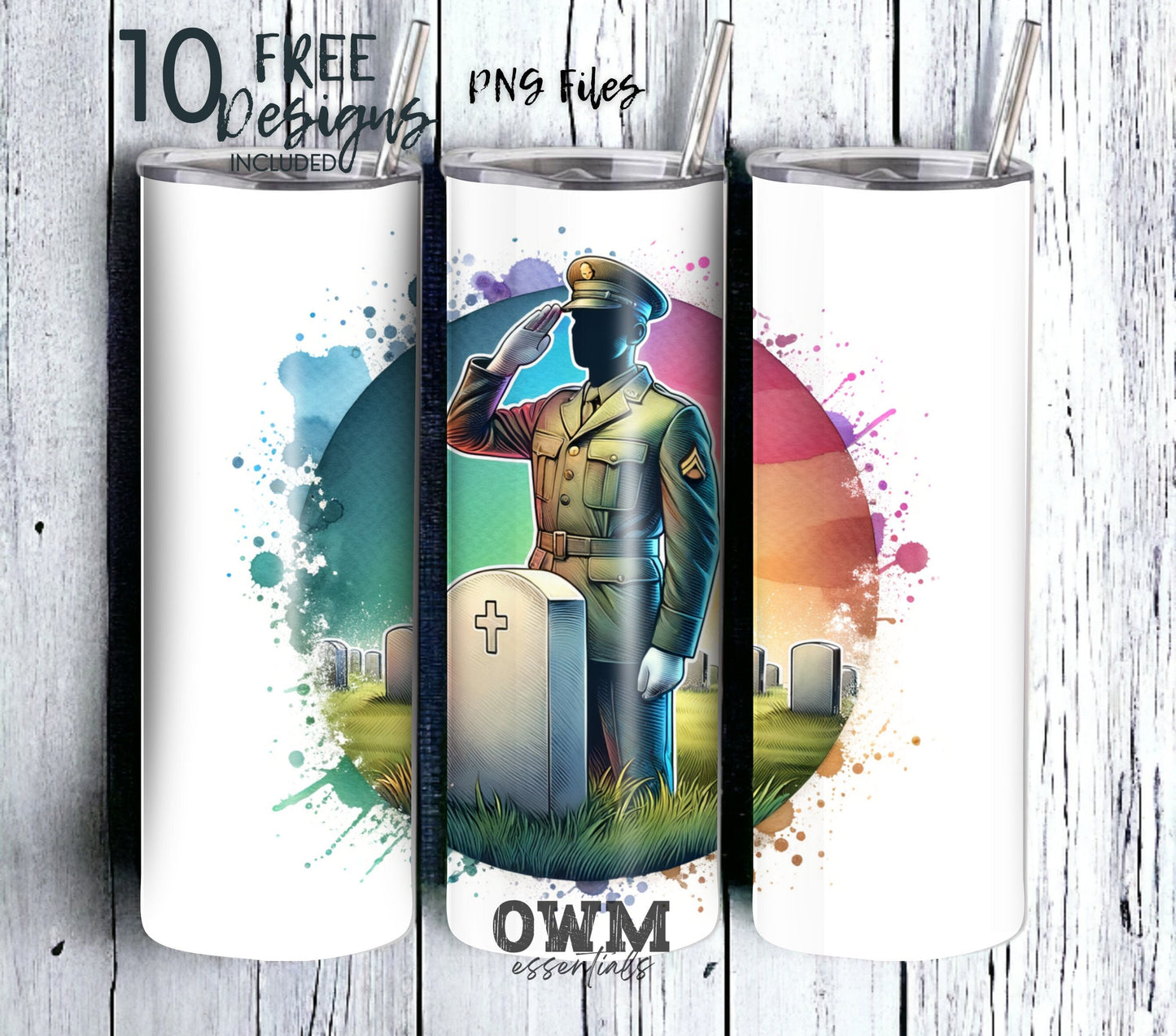 Memorial/Veterans Day 20 oz Skinny Tumbler Sublimation Design - PNG Instant - DIGITAL DOWNLOAD