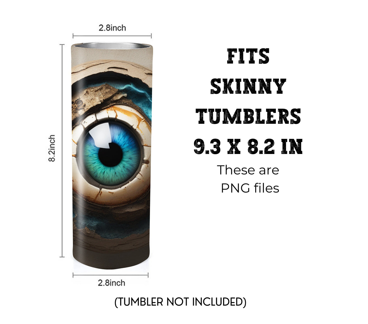 Cyber Sci-Fi Eyeball 20 oz Skinny Tumbler Sublimation Design - PNG Instant - DIGITAL DOWNLOAD
