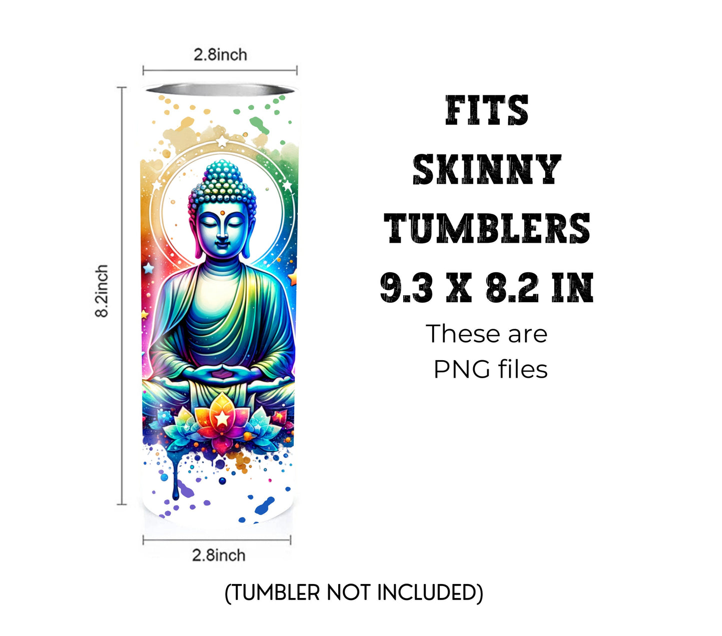 Colorful Buddha 20 oz Skinny Tumbler Sublimation Design - PNG Instant - DIGITAL DOWNLOAD