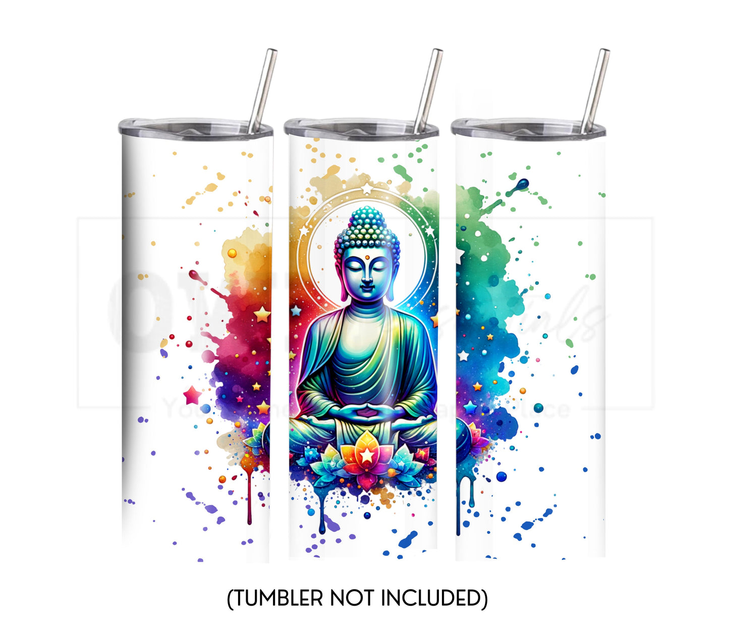 Colorful Buddha 20 oz Skinny Tumbler Sublimation Design - PNG Instant - DIGITAL DOWNLOAD