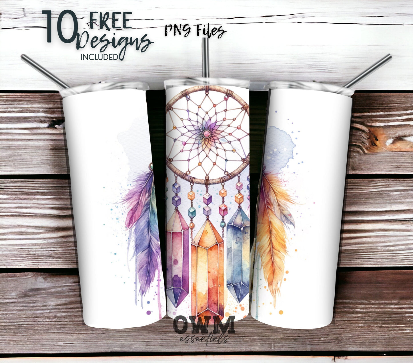 Boho Dreamcatcher 20 oz Skinny Tumbler Sublimation Design - PNG Instant - DIGITAL DOWNLOAD