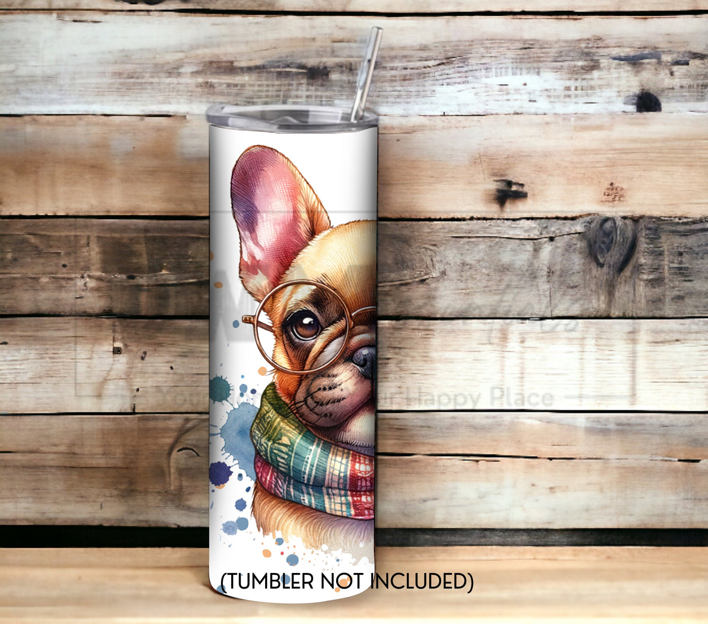 French BullDog 20 oz Skinny Tumbler Sublimation Design - PNG Instant - DIGITAL DOWNLOAD