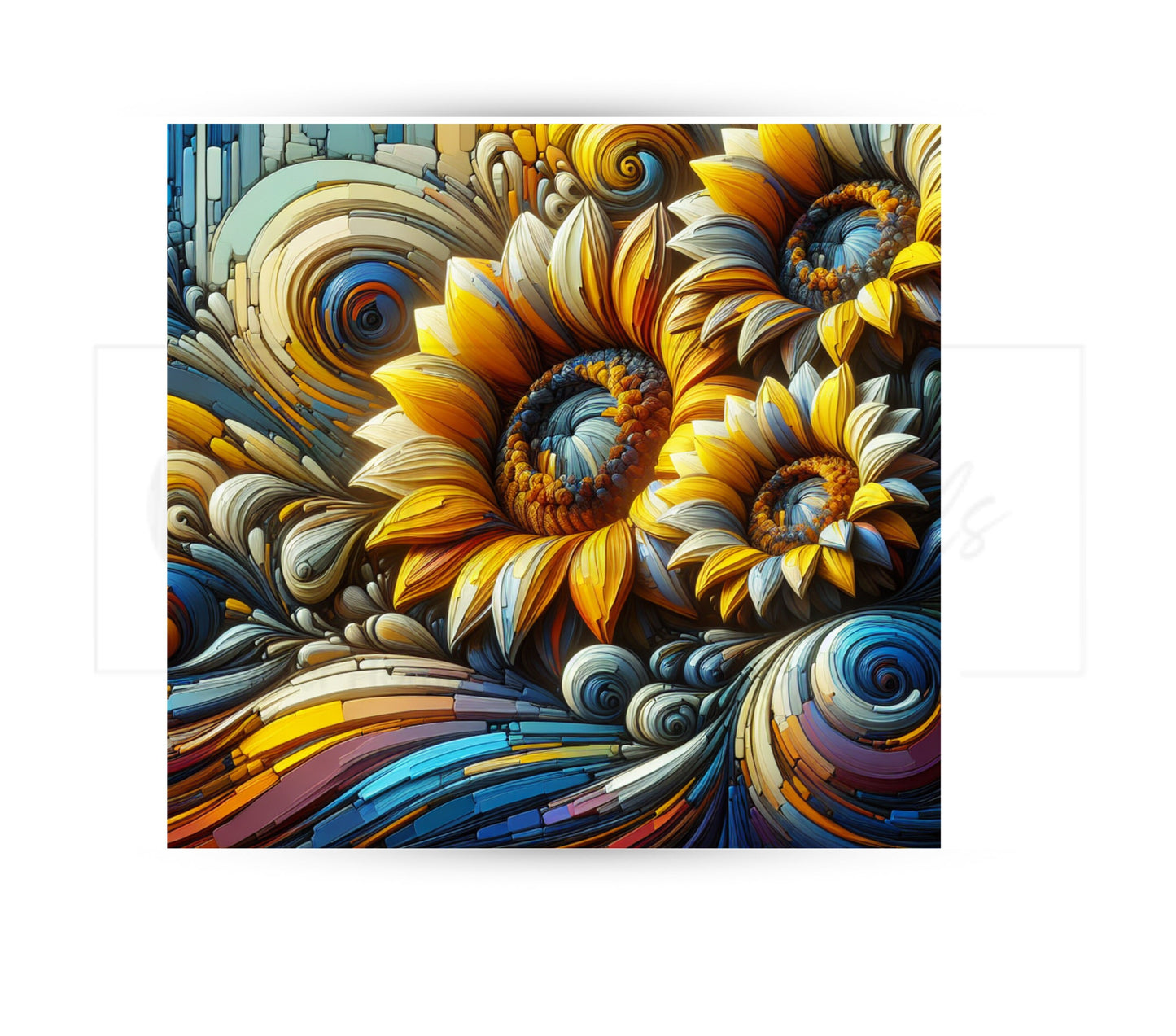Sunflower Art 20 oz Skinny Tumbler Sublimation Design - PNG Instant - DIGITAL DOWNLOAD