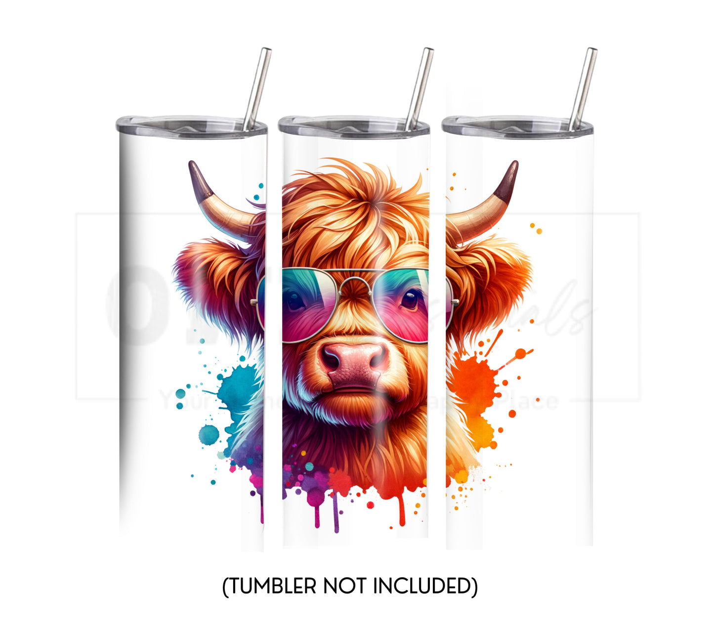 Cute Highland Cow 20 oz Skinny Tumbler Sublimation Design - PNG Instant - DIGITAL DOWNLOAD