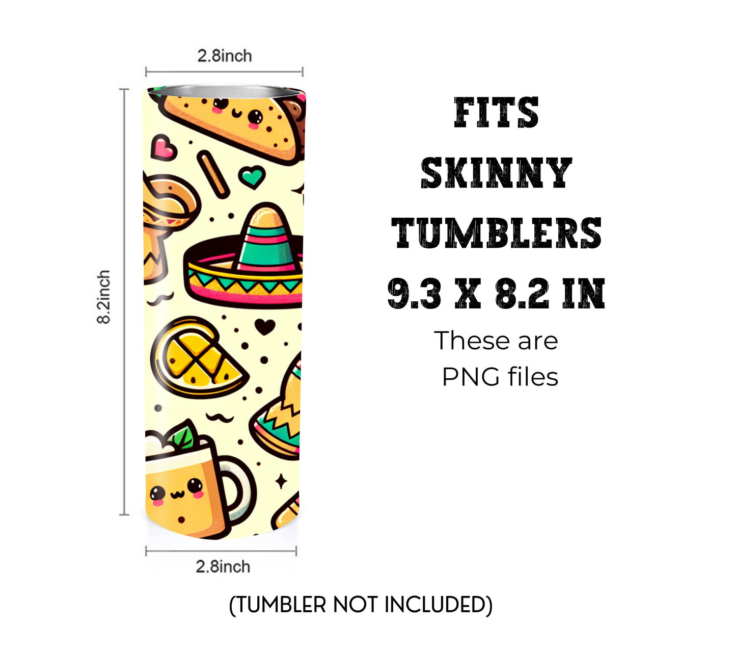 Tacos and Tequila Cinco De Mayo 20 oz Skinny Tumbler Sublimation Design - PNG Instant - DIGITAL DOWNLOAD