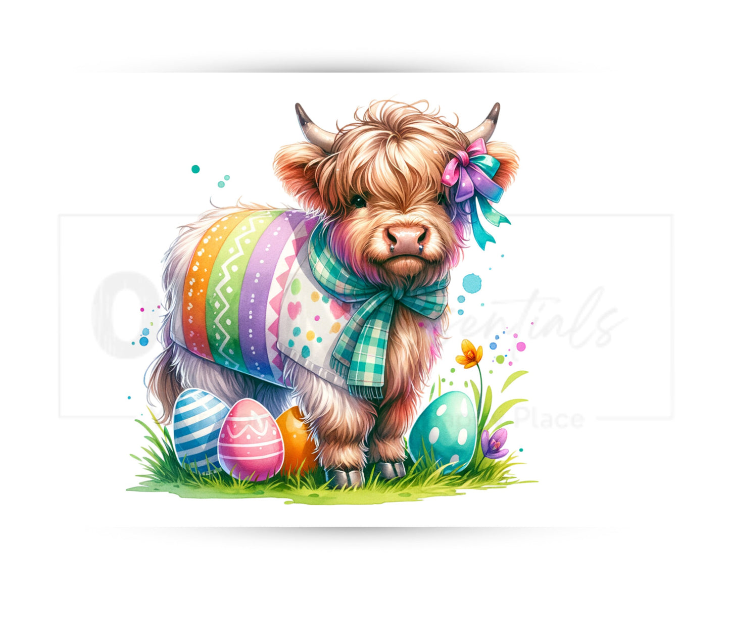 Highland Cow Easter 20 oz Skinny Tumbler Sublimation Design - PNG Instant - DIGITAL DOWNLOAD