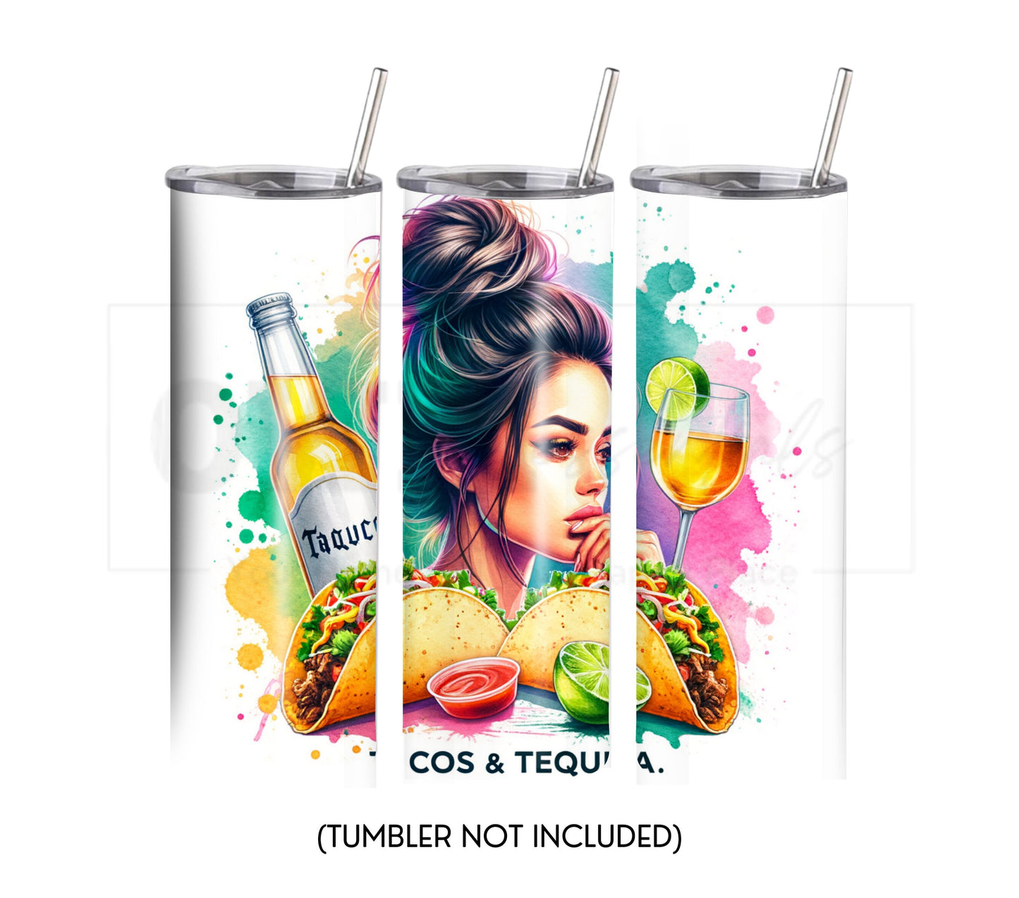 Tacos and Tequila Cinco De Mayo 20 oz Skinny Tumbler Sublimation Design - PNG Instant - DIGITAL DOWNLOAD