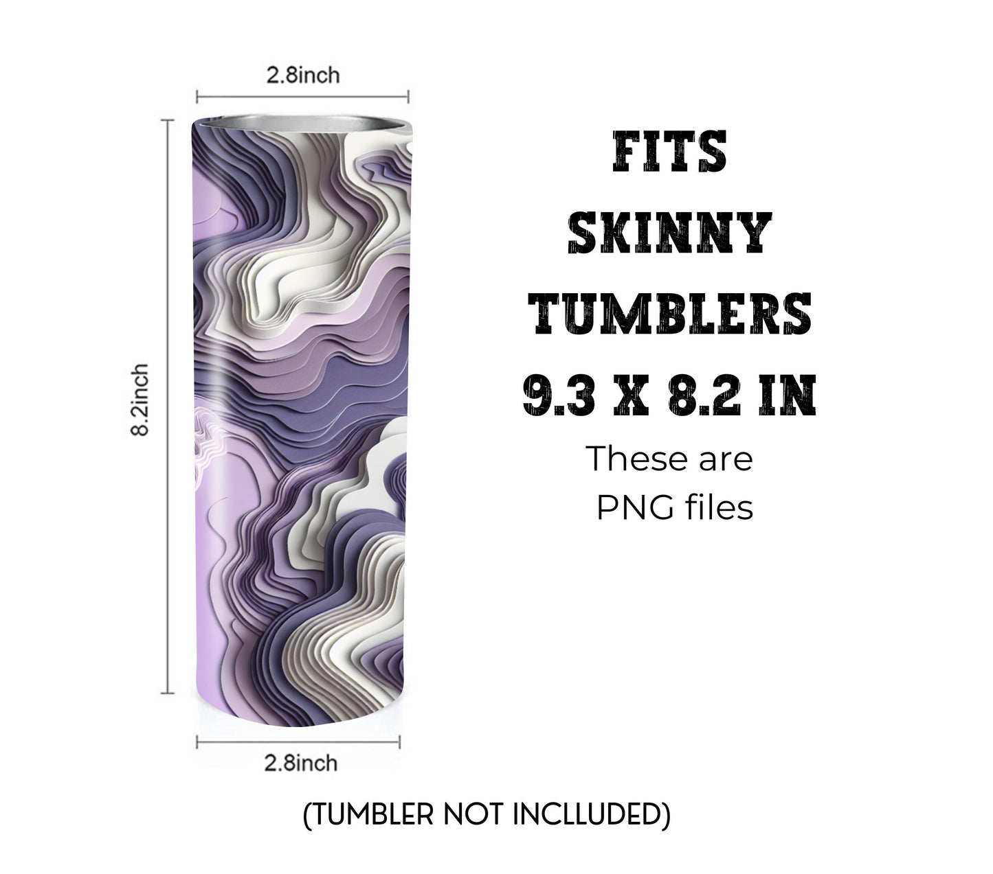Purple Paper Art Style 20 oz Skinny Tumbler Sublimation Design - PNG Instant - DIGITAL DOWNLOAD