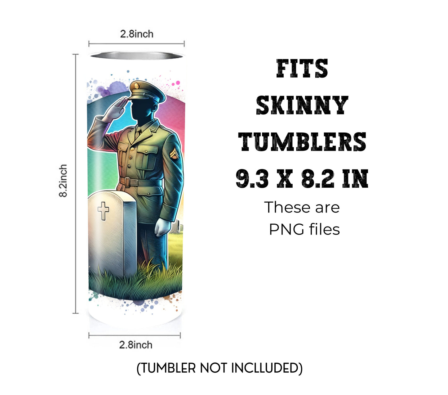 Memorial/Veterans Day 20 oz Skinny Tumbler Sublimation Design - PNG Instant - DIGITAL DOWNLOAD