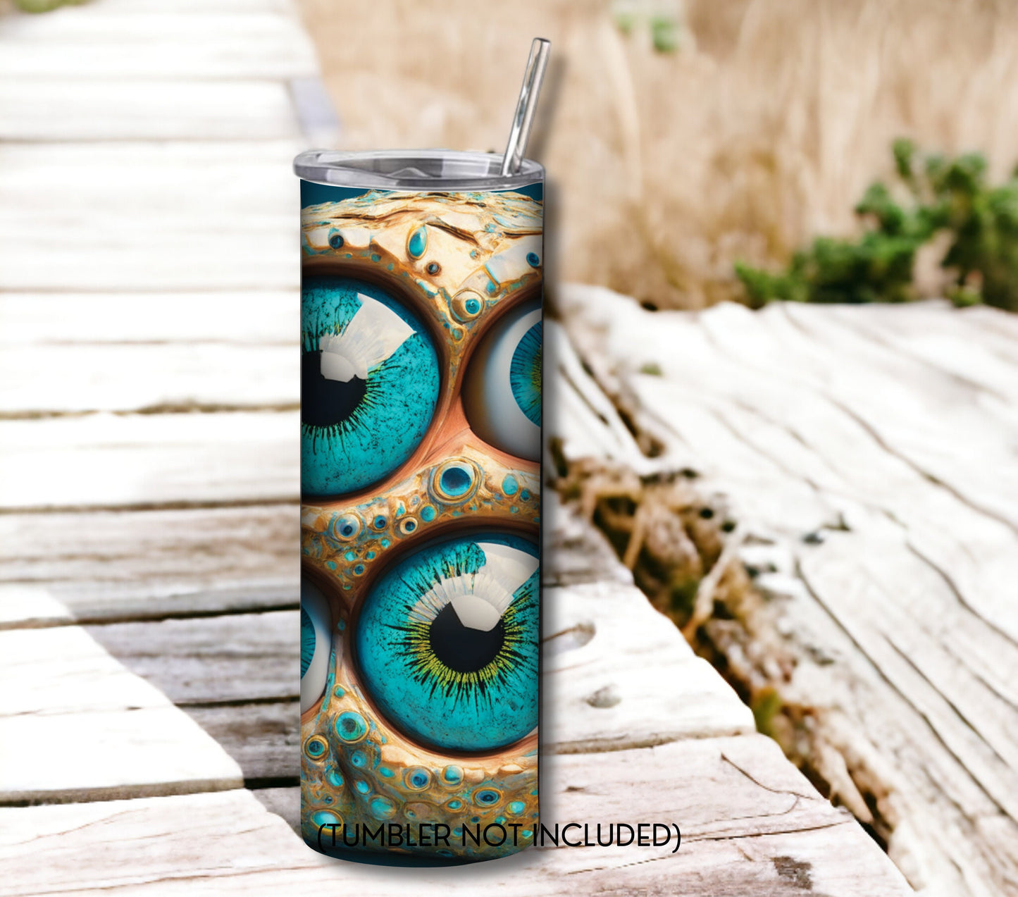 Cyber Sci-Fi Eyeballs 20 oz Skinny Tumbler Sublimation Design - PNG Instant - DIGITAL DOWNLOAD
