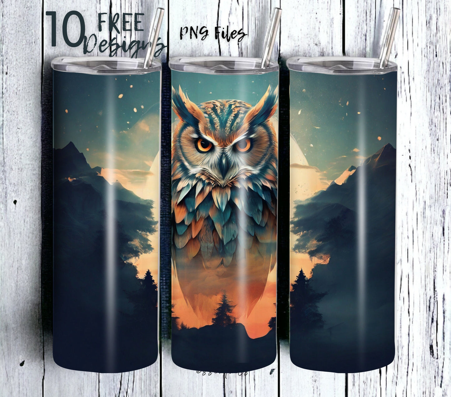 majestic owl in a forest, colorful, sublimation design