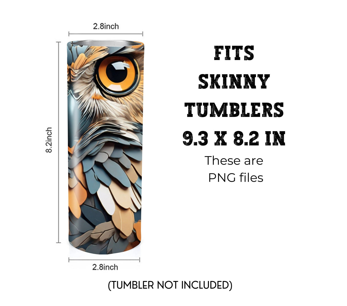 Owl 20 oz Skinny Tumbler Sublimation Design - PNG Instant - DIGITAL DOWNLOAD