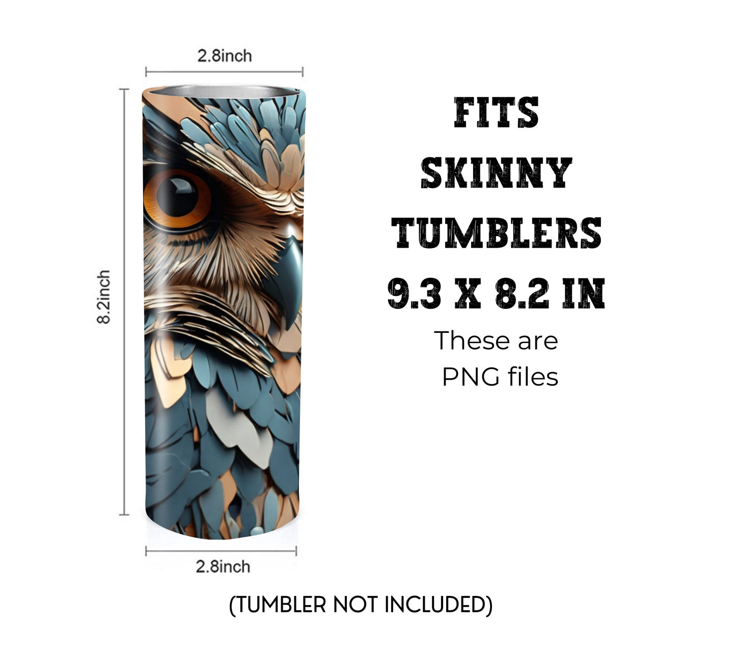 Owl 20 oz Skinny Tumbler Sublimation Design - PNG Instant - DIGITAL DOWNLOAD