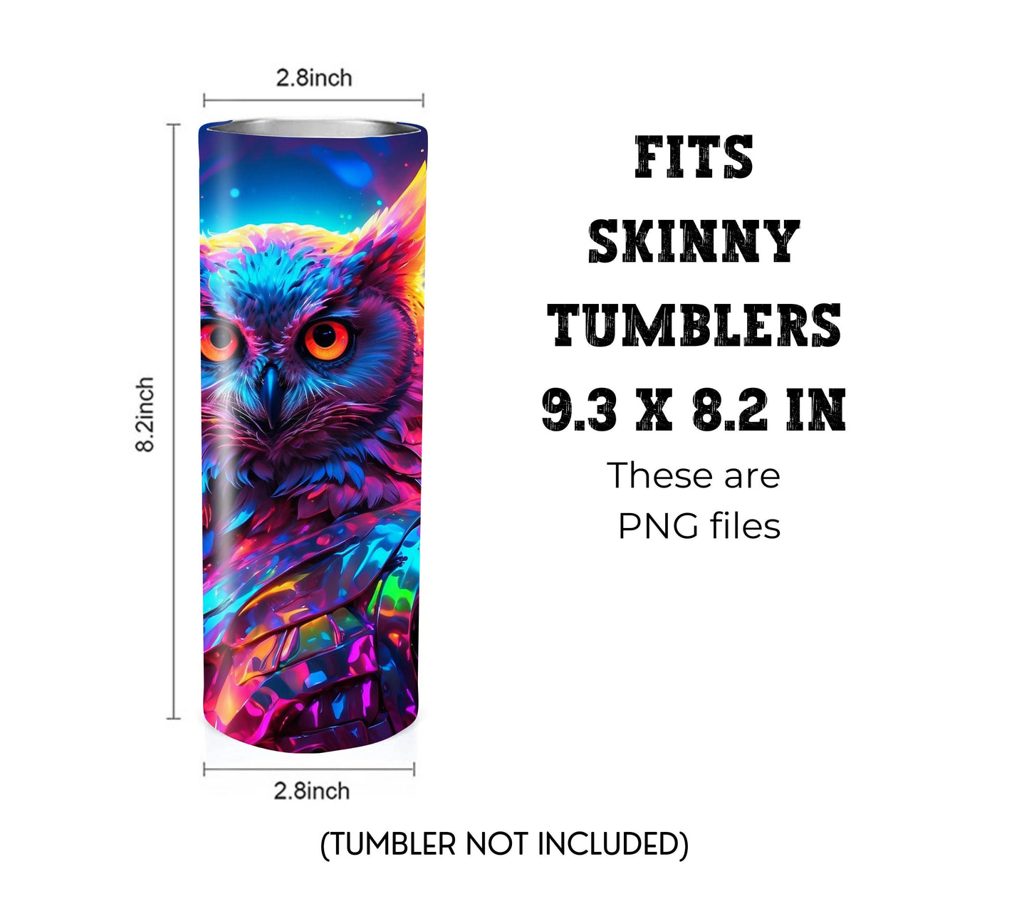Bright Owl 20 oz Skinny Tumbler Sublimation Design - PNG Instant - DIGITAL DOWNLOAD