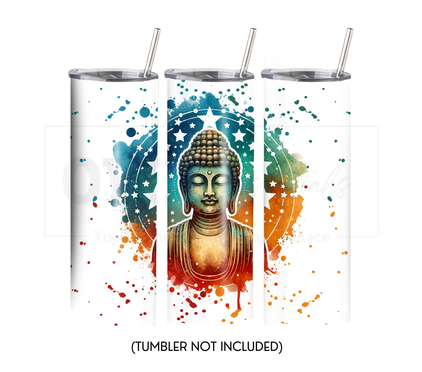 Colorful Buddha 20 oz Skinny Tumbler Sublimation Design - PNG Instant - DIGITAL DOWNLOAD