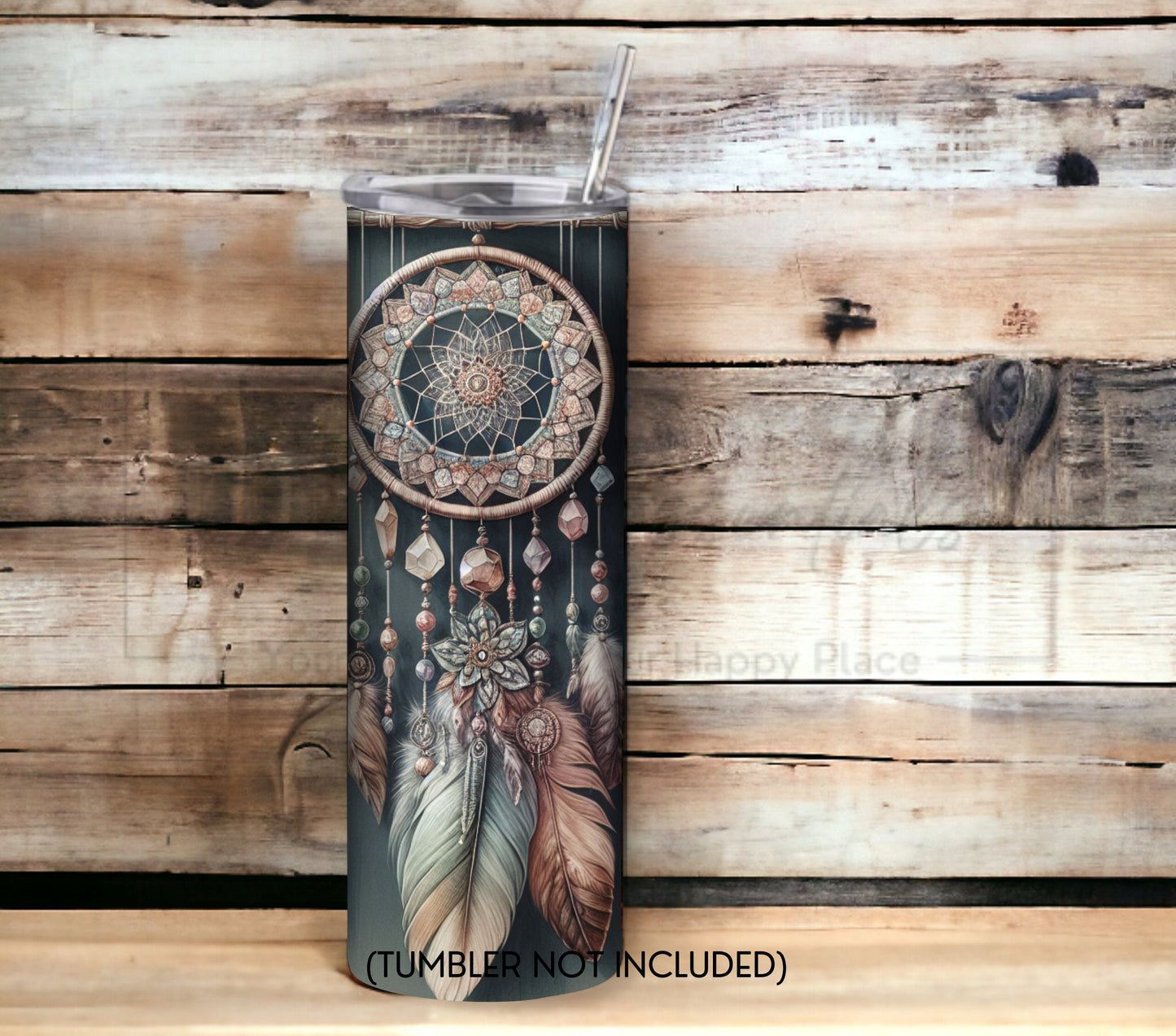 Boho Feathers & Moon 20 oz Skinny Tumbler Sublimation Design - PNG Instant - DIGITAL DOWNLOAD
