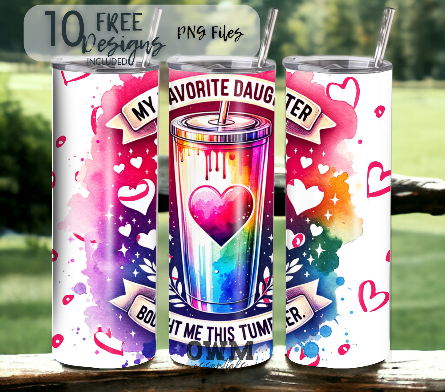 My Favorite Daughter 20 oz Skinny Tumbler Sublimation Design - PNG Instant - DIGITAL DOWNLOAD