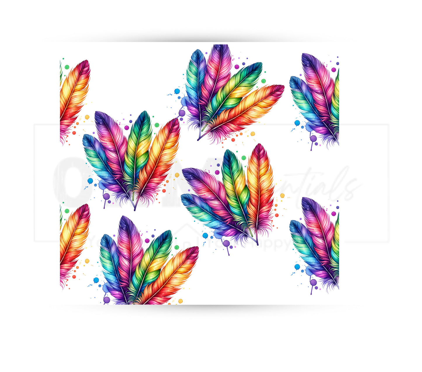 Boho Feathers 20 oz Skinny Tumbler Sublimation Design - PNG Instant - DIGITAL DOWNLOAD