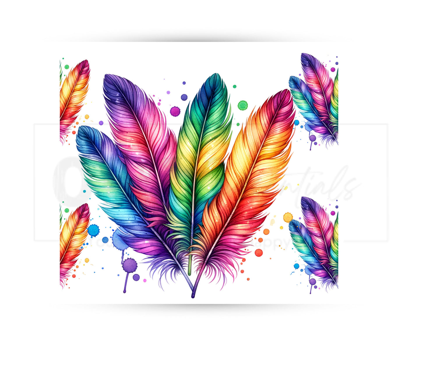 Boho Feathers 20 oz Skinny Tumbler Sublimation Design - PNG Instant - DIGITAL DOWNLOAD