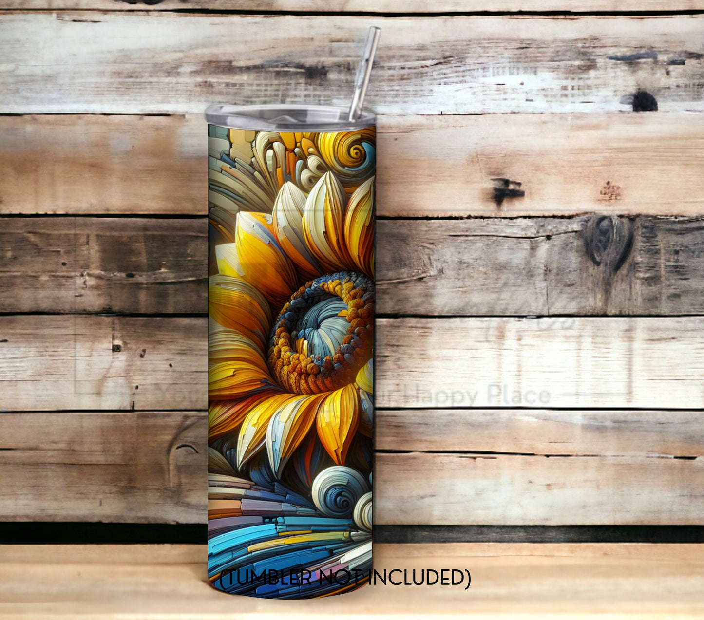 Sunflower Art 20 oz Skinny Tumbler Sublimation Design - PNG Instant - DIGITAL DOWNLOAD
