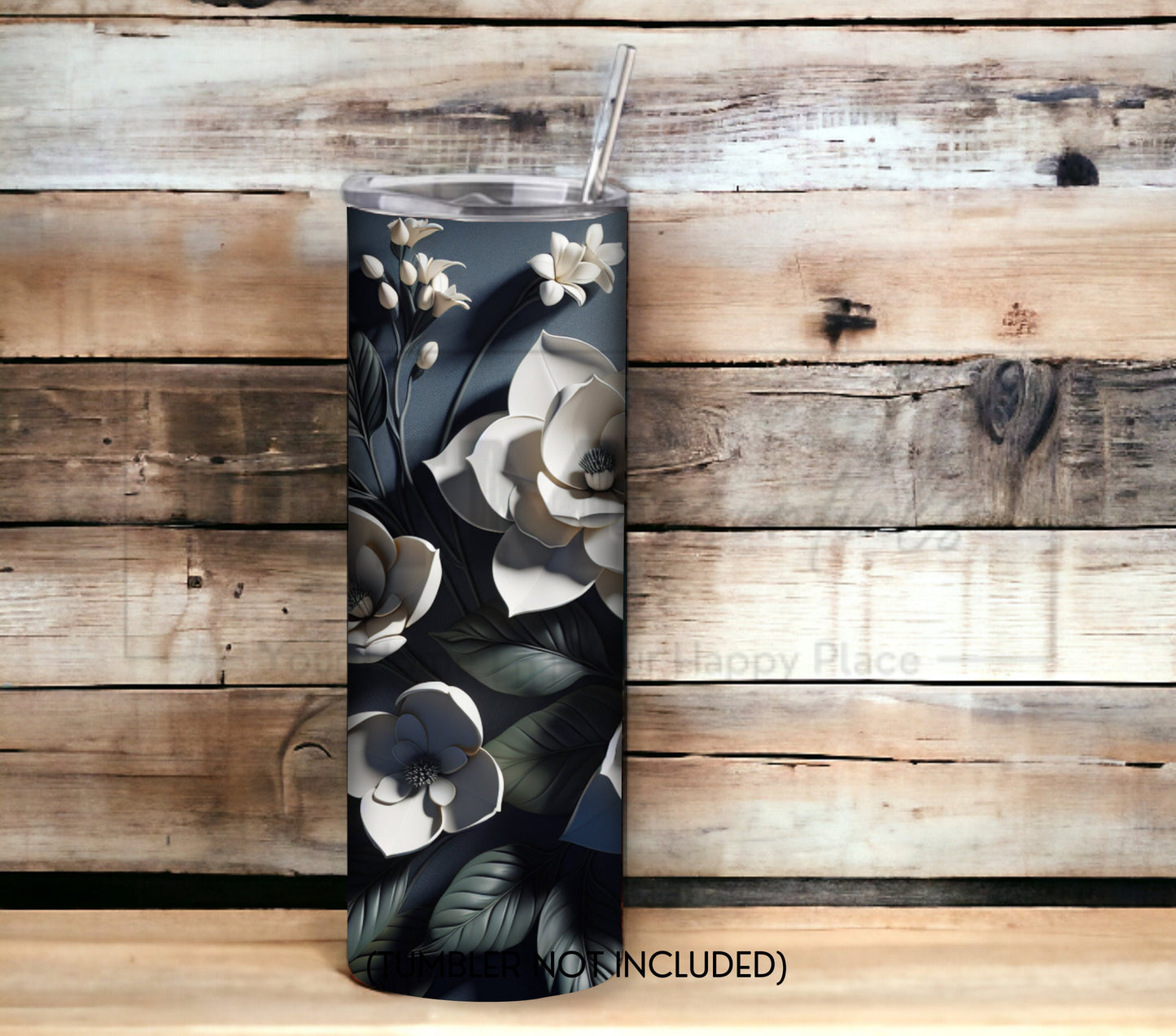 Gardenia 20 oz Skinny Tumbler Sublimation Design - PNG Instant - DIGITAL DOWNLOAD