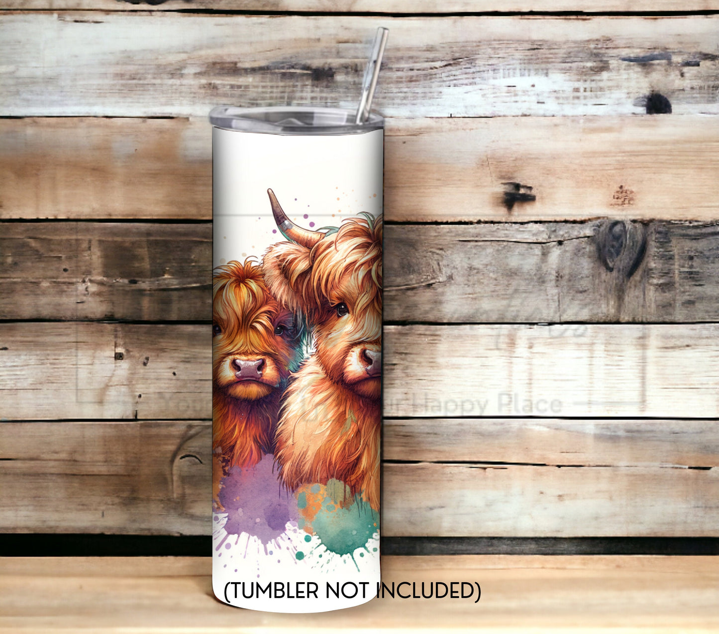 Grumpy Highland Cow 20 oz Skinny Tumbler Sublimation Design - PNG Instant - DIGITAL DOWNLOAD