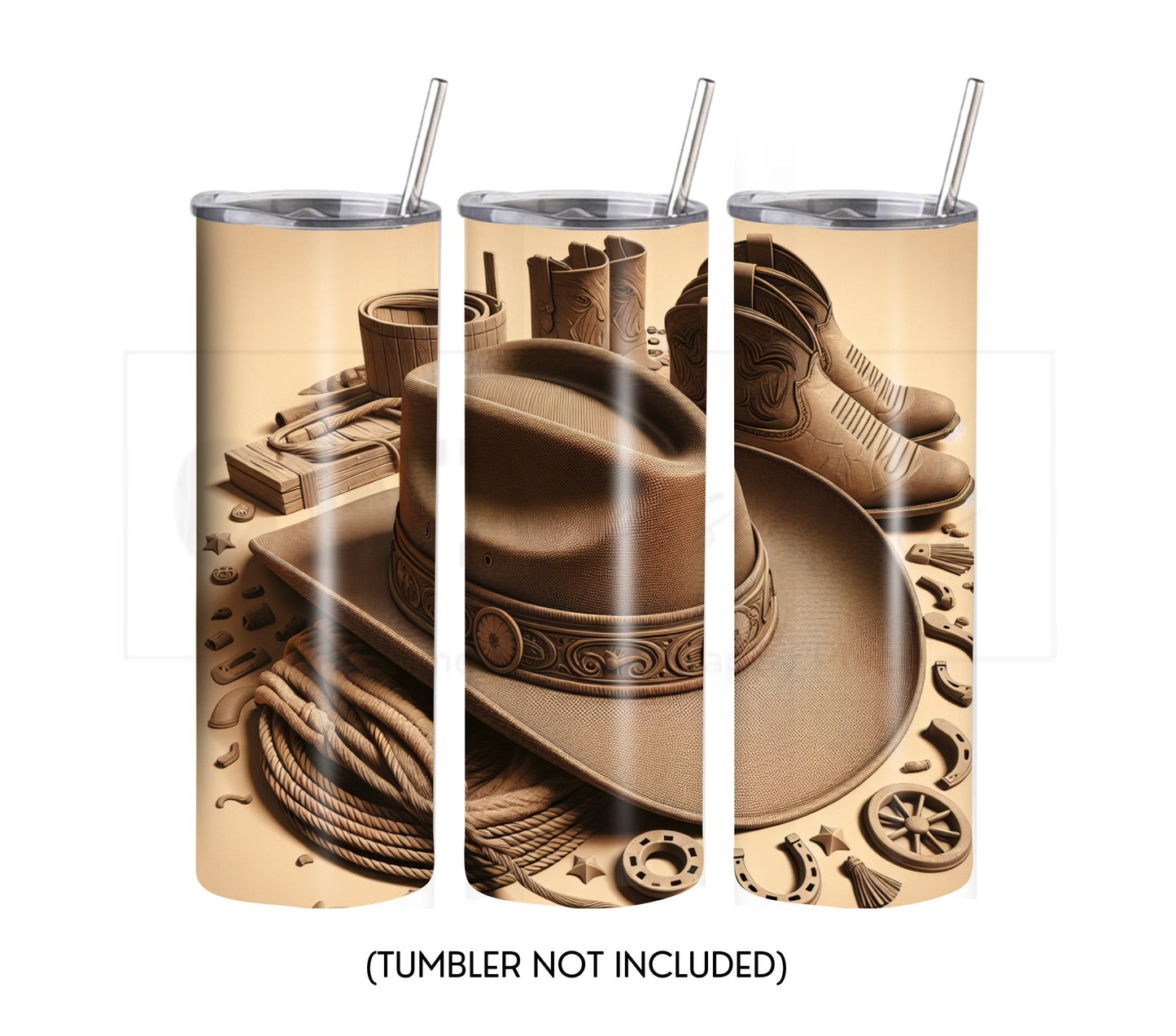 Cowboy Hat and Boots 20 oz Skinny Tumbler Sublimation Design - PNG Instant - DIGITAL DOWNLOAD