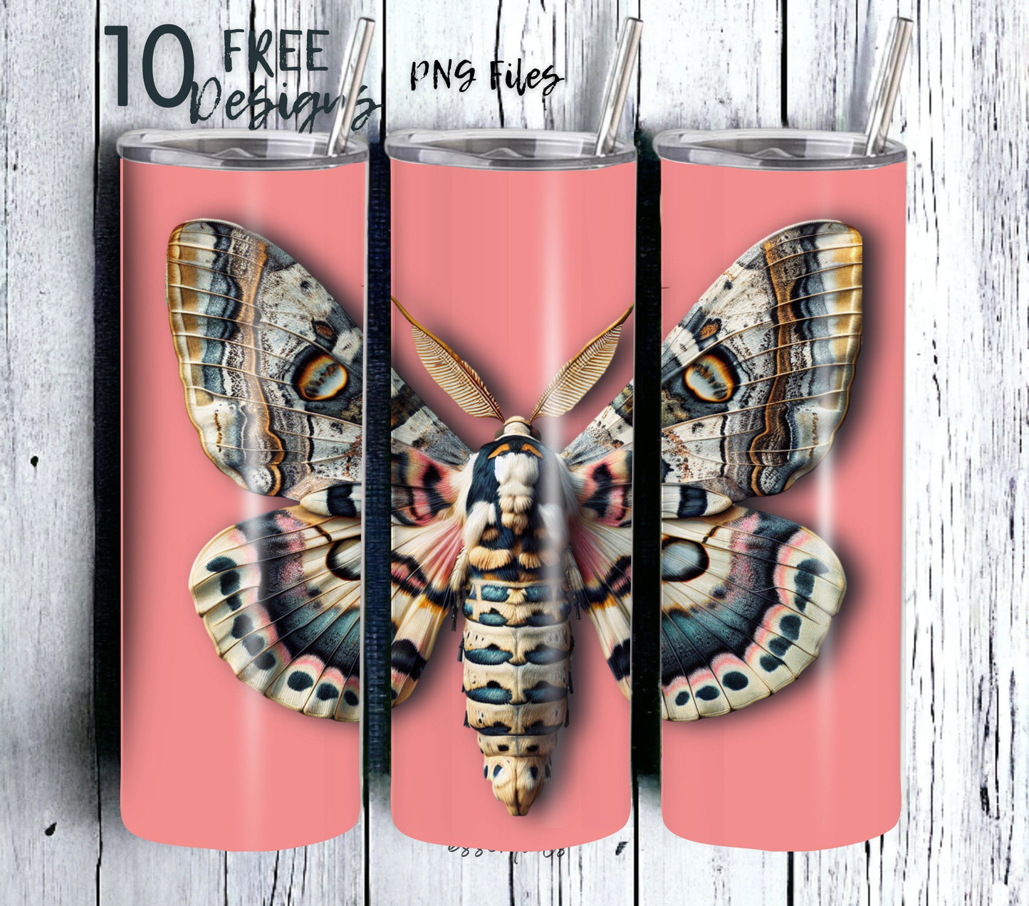 Moth 20 oz Skinny Tumbler Sublimation Design - PNG Instant - DIGITAL DOWNLOAD