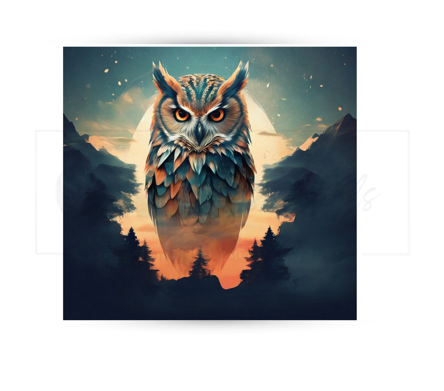 Owl 20 oz Skinny Tumbler Sublimation Design - PNG Instant - DIGITAL DOWNLOAD