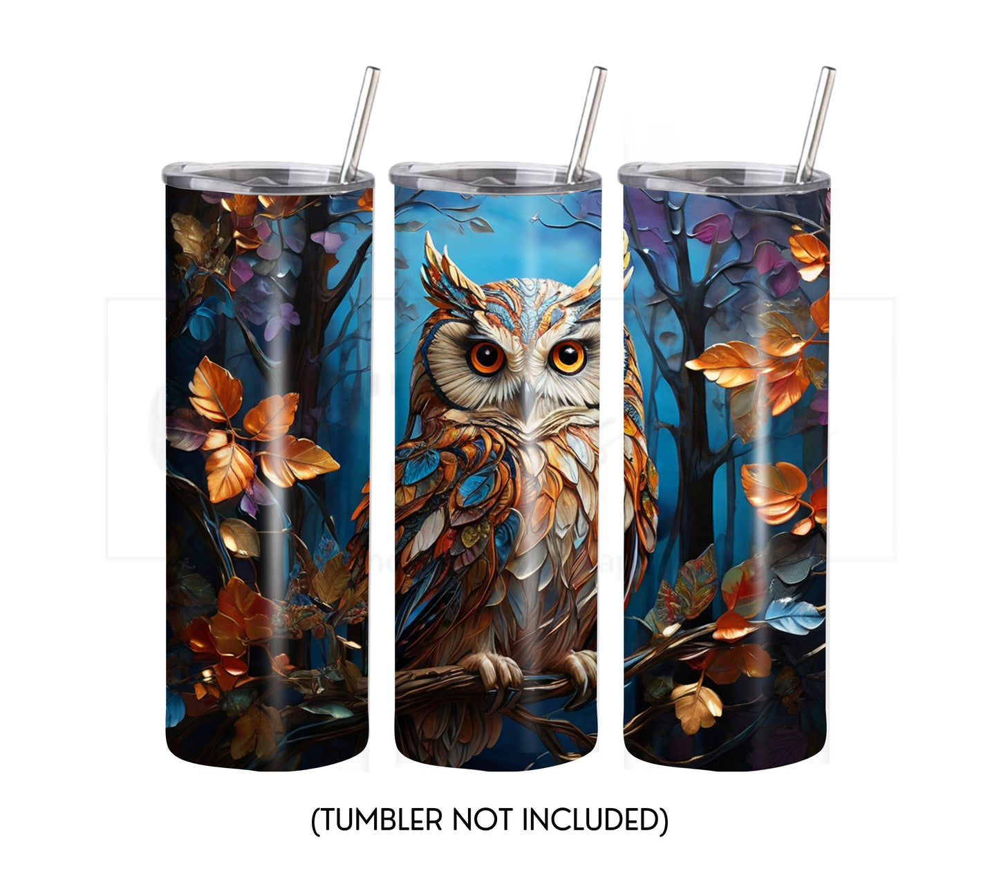 Owl 20 oz Skinny Tumbler Sublimation Design - PNG Instant - DIGITAL DOWNLOAD