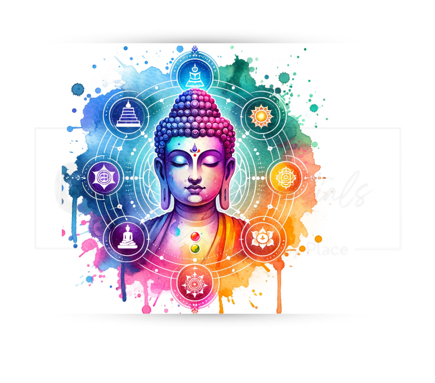 Colorful Buddha 20 oz Skinny Tumbler Sublimation Design - PNG Instant - DIGITAL DOWNLOAD