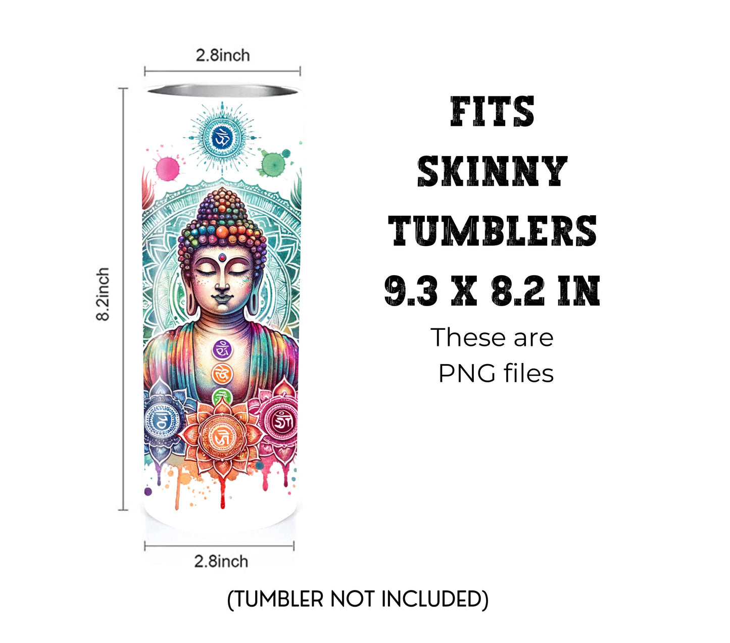 Colorful Buddha 20 oz Skinny Tumbler Sublimation Design - PNG Instant - DIGITAL DOWNLOAD