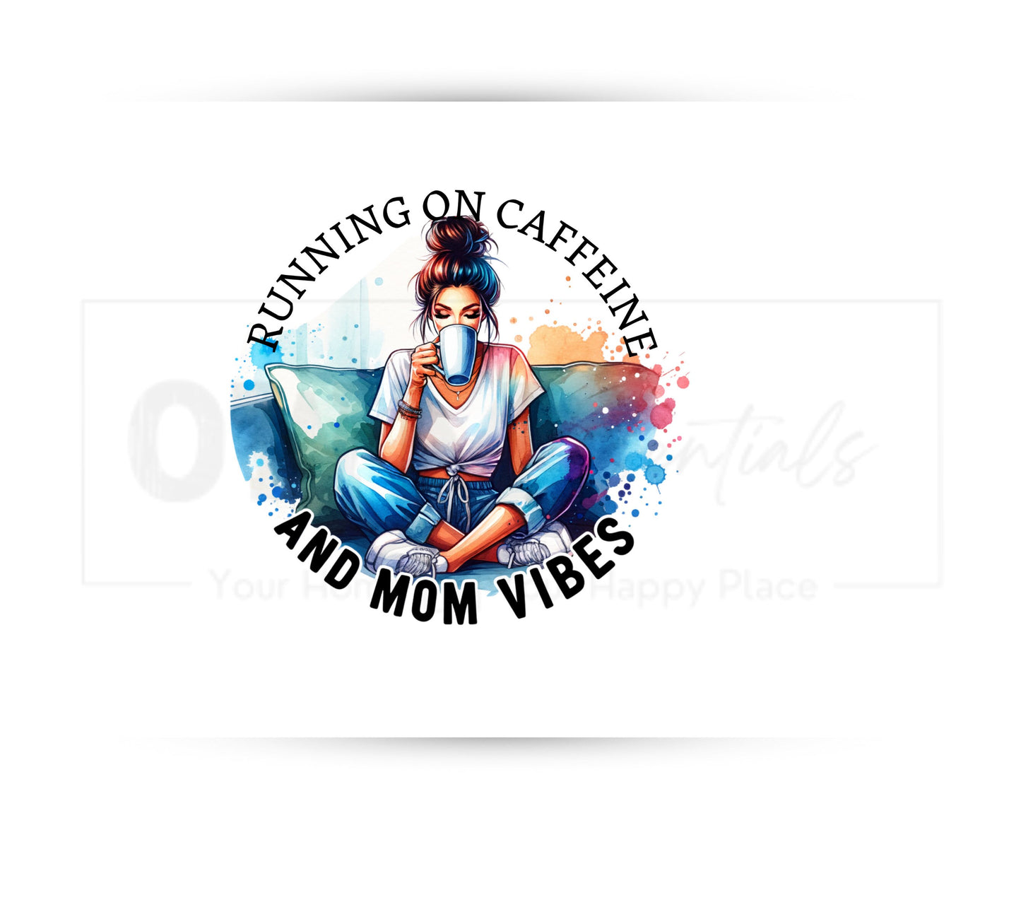 Running on Caffeine an Mom Vibes 20 oz Skinny Tumbler Sublimation Design - PNG Instant - DIGITAL DOWNLOAD