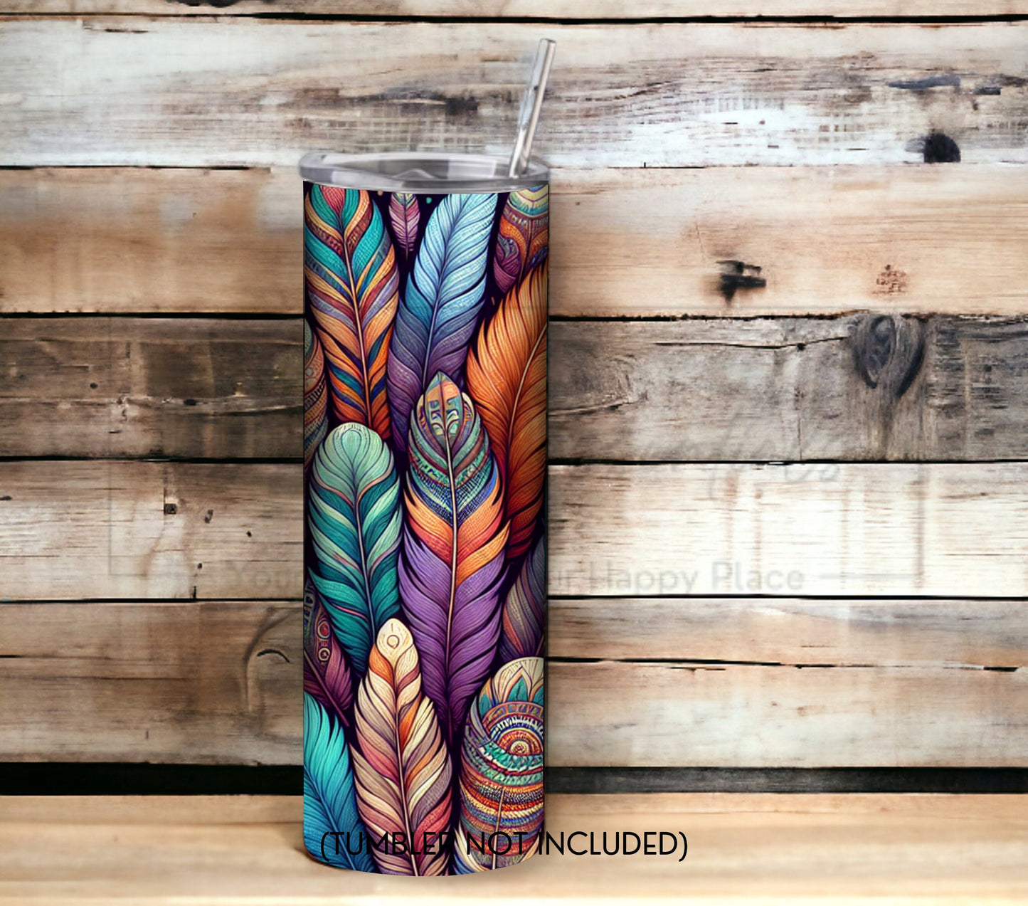 Boho Feathers 20 oz Skinny Tumbler Sublimation Design - PNG Instant - DIGITAL DOWNLOAD