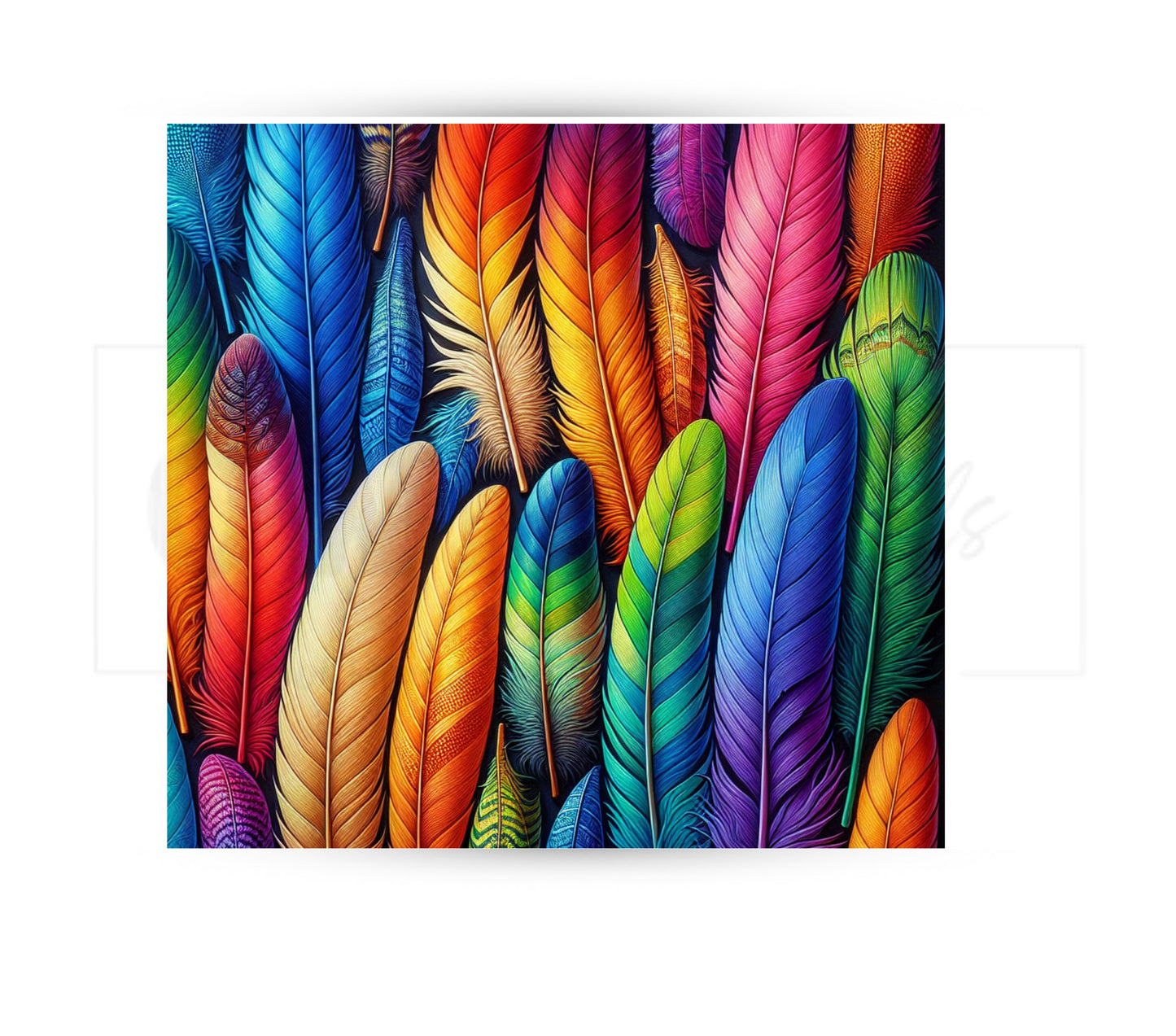 Boho Feathers 20 oz Skinny Tumbler Sublimation Design - PNG Instant - DIGITAL DOWNLOAD