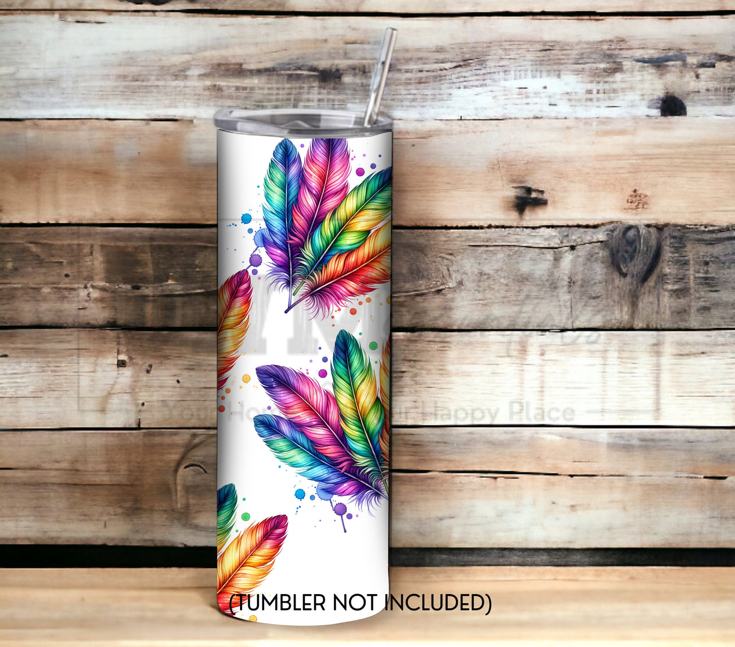 Boho Feathers 20 oz Skinny Tumbler Sublimation Design - PNG Instant - DIGITAL DOWNLOAD