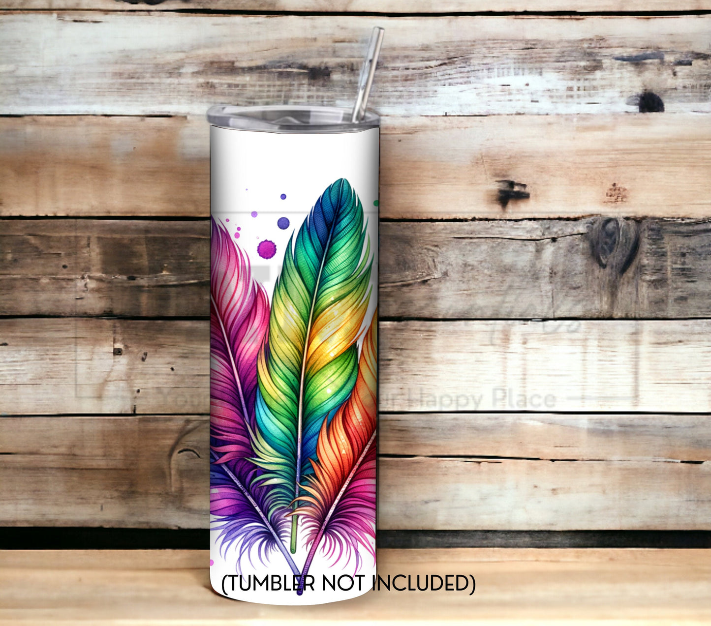 Boho Feathers 20 oz Skinny Tumbler Sublimation Design - PNG Instant - DIGITAL DOWNLOAD